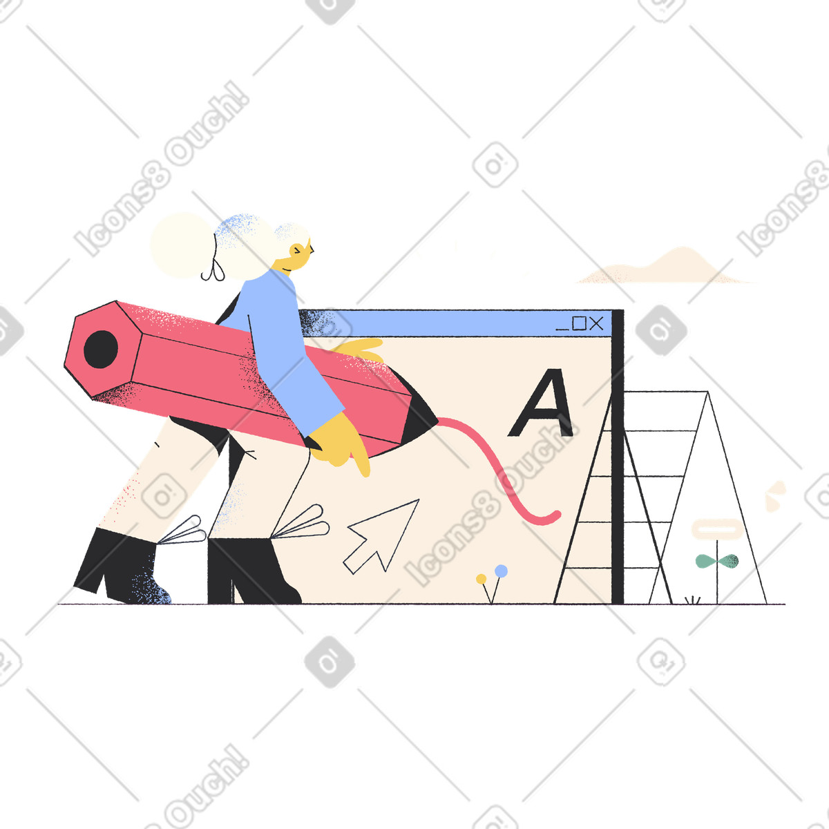 Designer working on web page, Website development and design illustration in Pablo style download in PNG, SVG