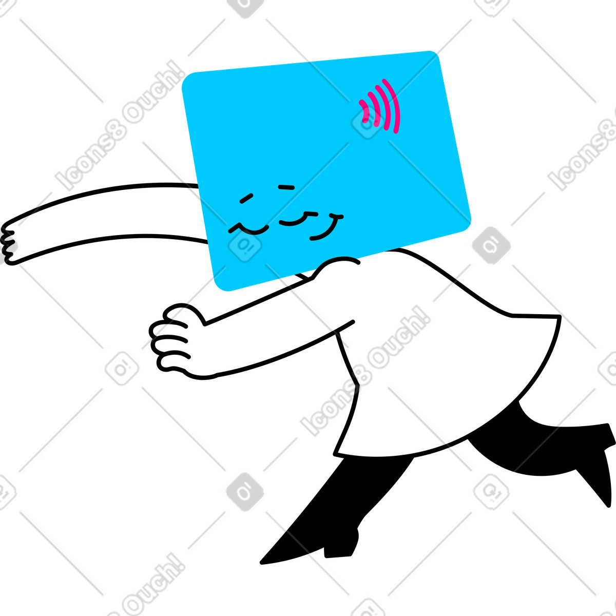 Bankkarte charakter umarmen-Illustration im Giggle-Stil als Download in PNG, SVG