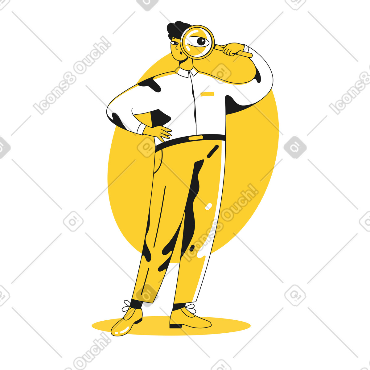 Mann, der durch lupe schaut-Illustration im Taxi-Stil als Download in PNG, SVG