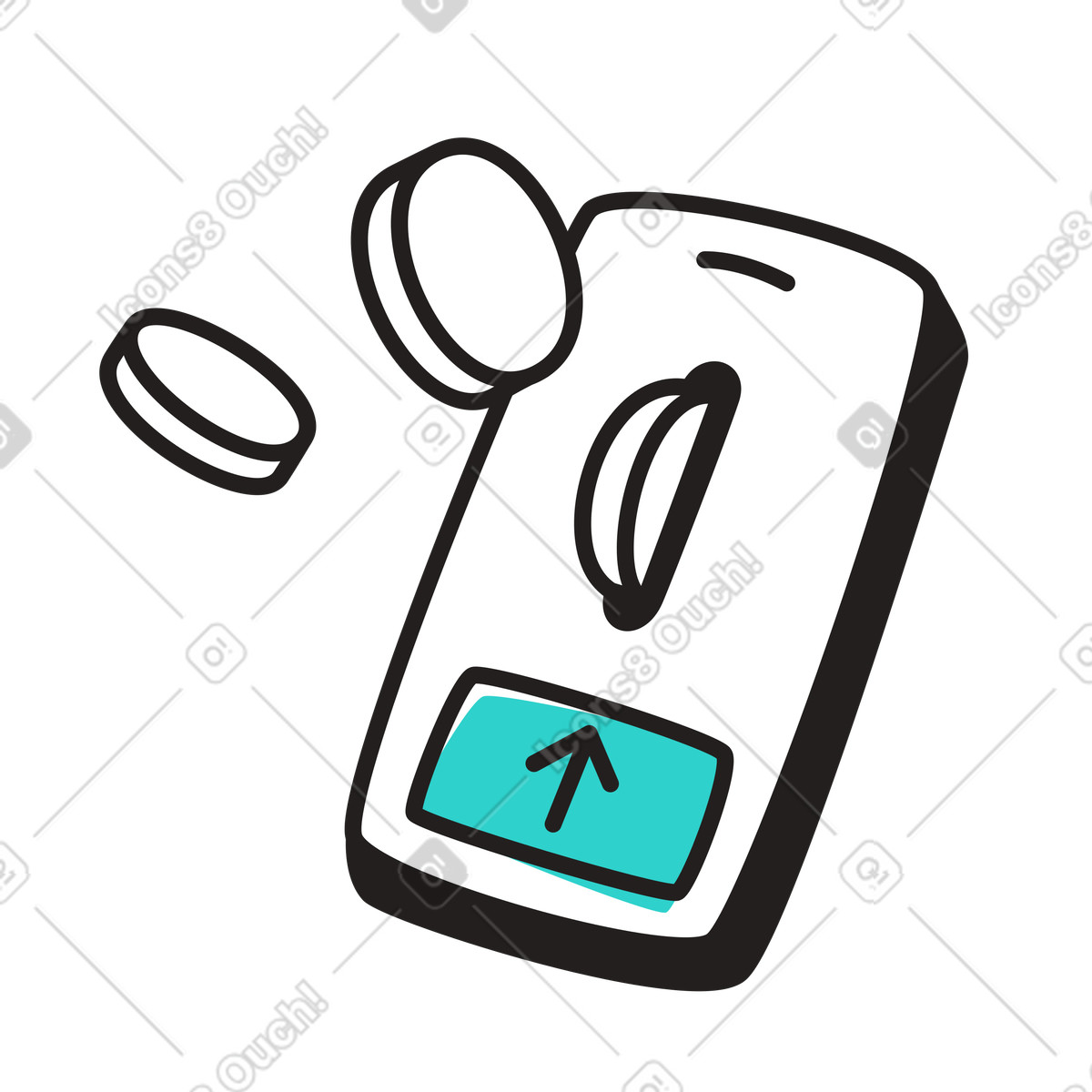 Depositare monete nella fessura per le dello smartphone illustrazione in stile Little scarica in PNG, SVG