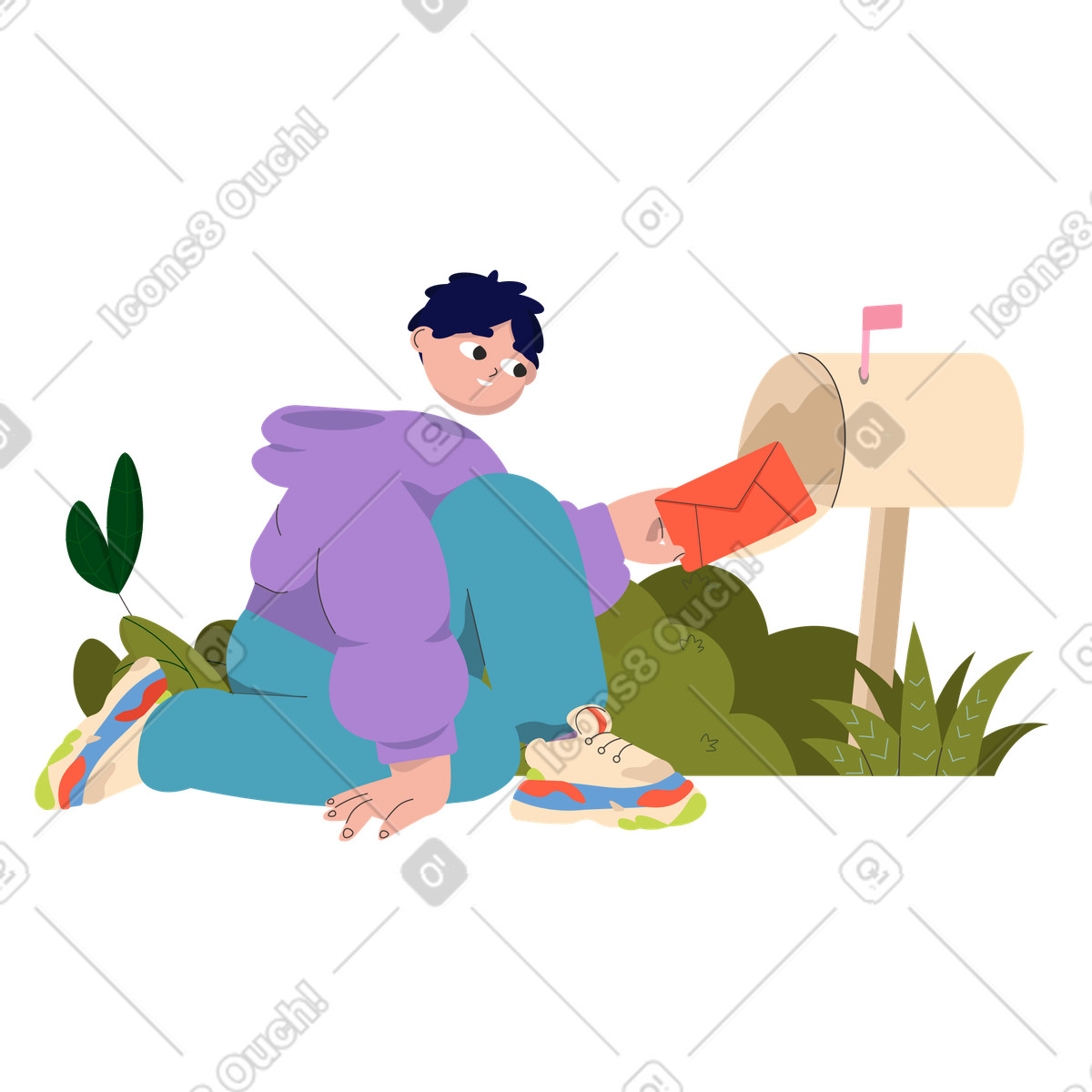 Ilustración Enviando una carta en estilo Dizzy a descargar en PNG y SVG