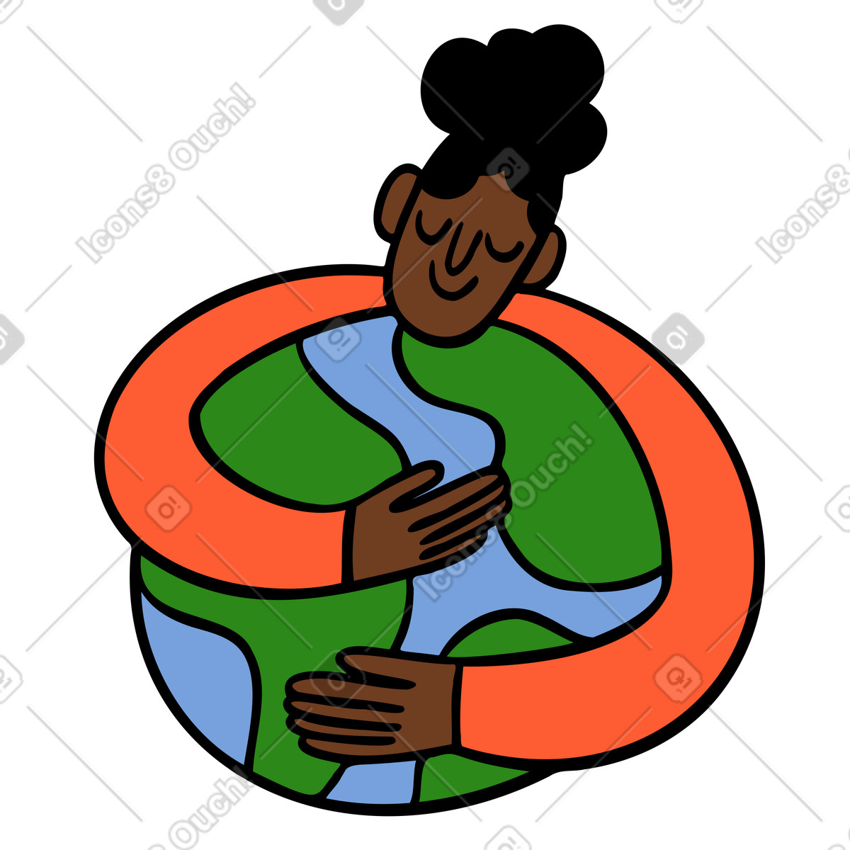 지구를 껴안는 여자 illustration in Comic style download in PNG, SVG
