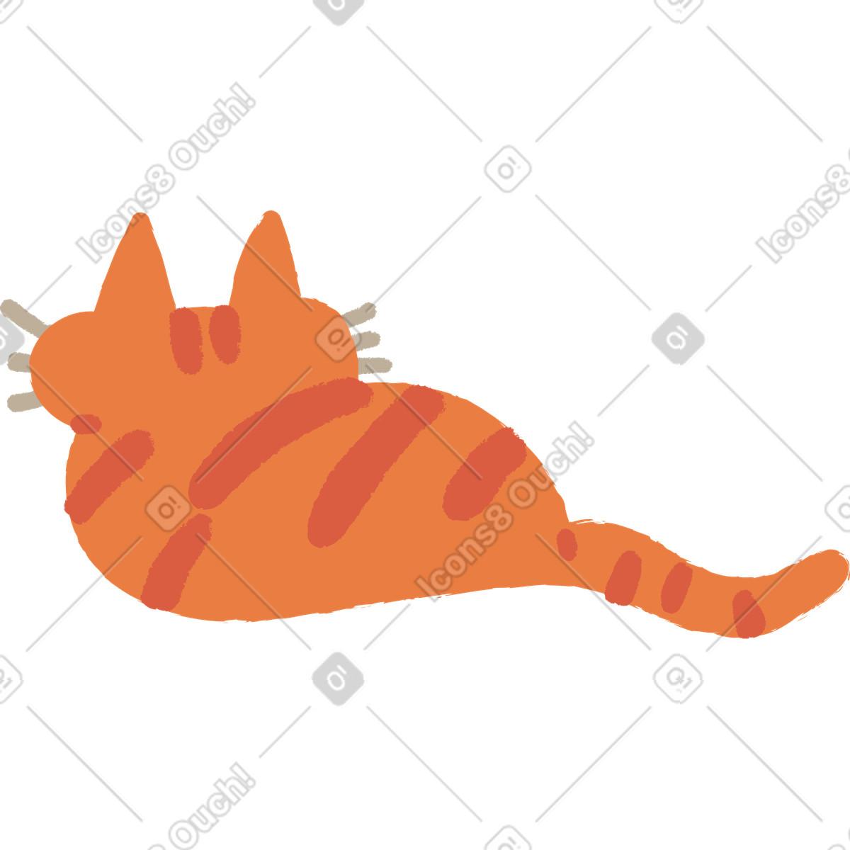 Ginger Cat スタイルの 仰向けに寝ている猫 のイラストをPNG、SVG形式でダウンロード