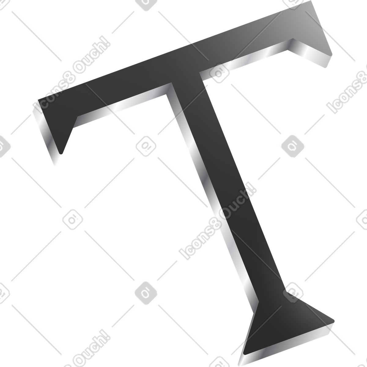 Иллюстрация Letter t metallic capital alphabet character with shiny silver edges в стиле Token — скачать в форматах PNG, SVG