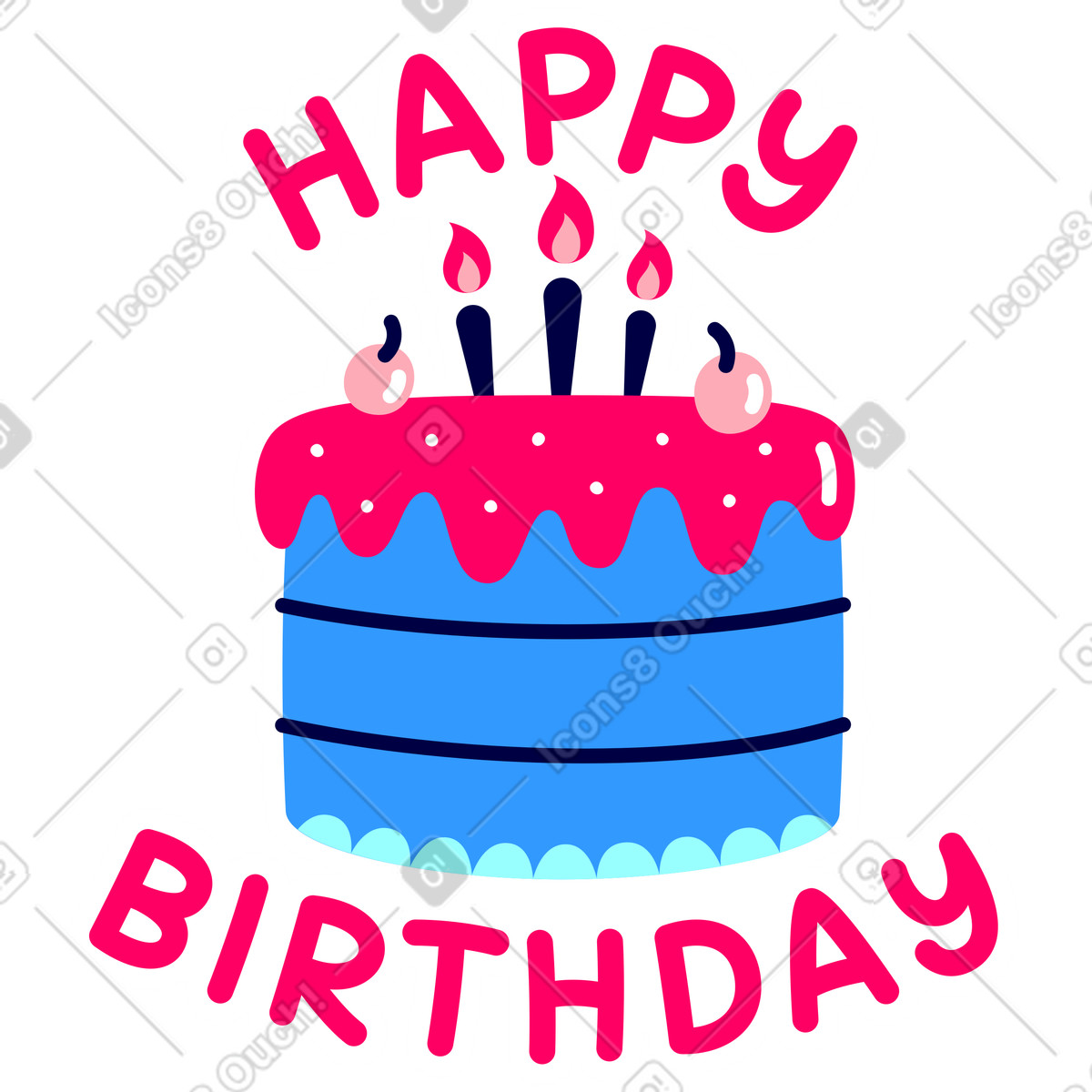 Schriftzug alles gute zum geburtstag-Illustration im Rondy Stickers-Stil als Download in PNG, SVG