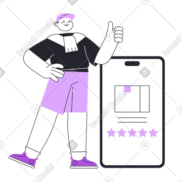 제품에 별 5개 등급을 부여하는 남자 PNG, SVG
