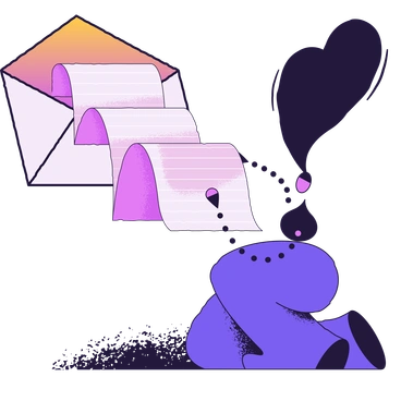 A person thinking with an envelope and papers - Conifer style illustration