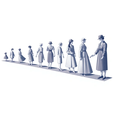 A series of sketches depicting the evolution of fashion over several decades. Each section shows a distinct era, with detailed representations of various clothing styles and accessories from that period. The timeline begins with traditional garments from earlier centuries, transitioning to mid-20th century outfits featuring iconic silhouettes. The sketches include fashion elements such as hats, shoes, and patterns representative of the times. Tanaka, depicted as an observer, is illustrated in various poses, interacting with the clothing of each era, showcasing an engagement with the styles evolving through time.