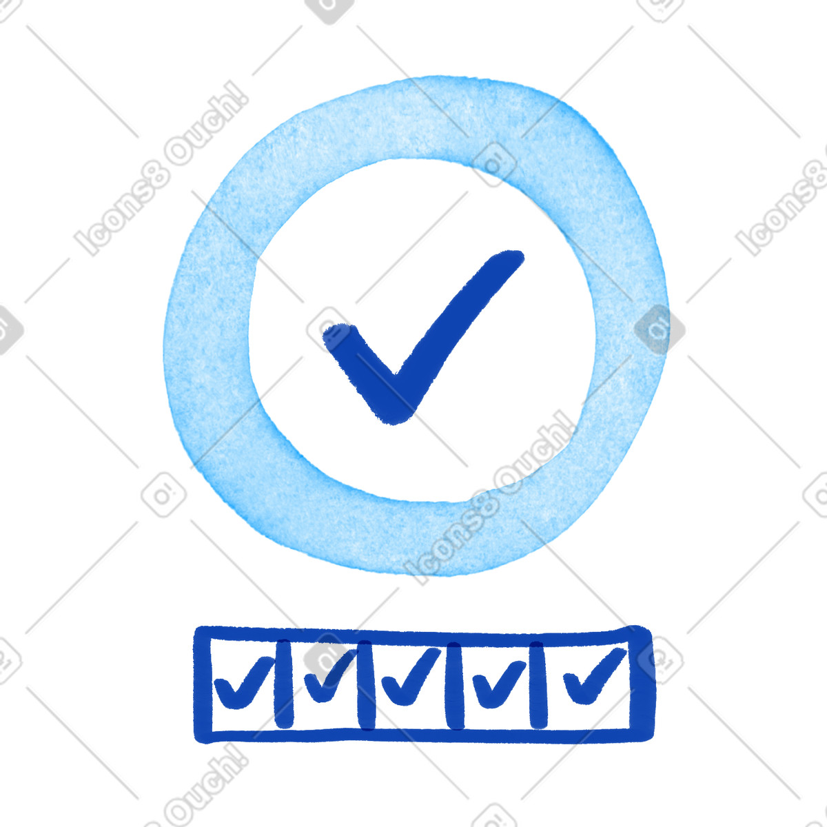下载 Tint 风格的 Checklist circle tick mark with completed task progress row icons 插画，支持 PNG、SVG 格式