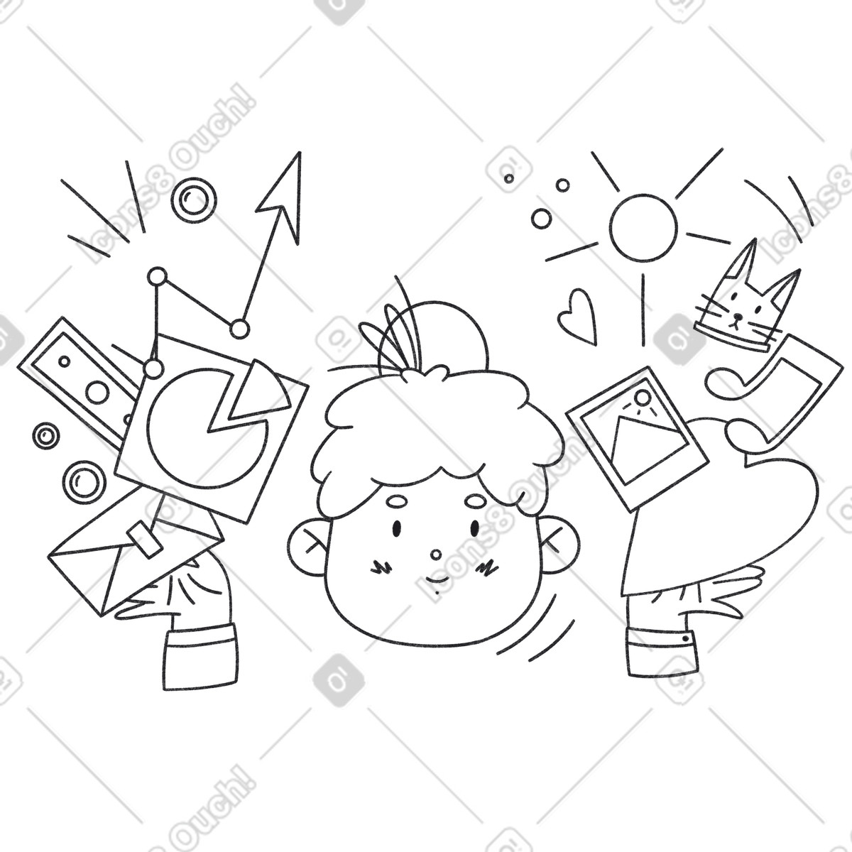 Иллюстрация Balance of work and personal life, stress management wellness в стиле Bonbon Line — скачать в форматах PNG, SVG