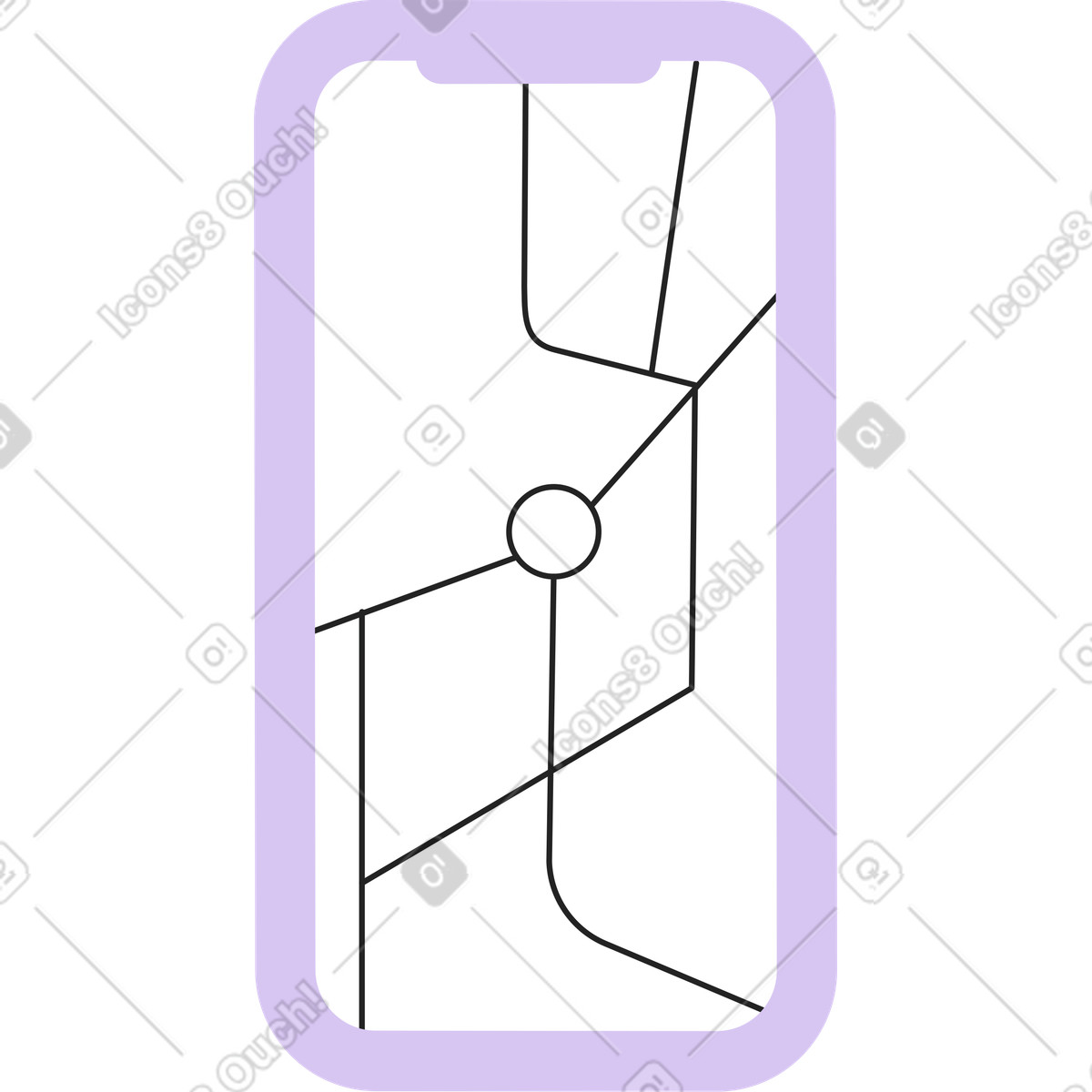 Ilustración Teléfono con mapa de la ciudad en estilo Sammy Line a descargar en PNG y SVG