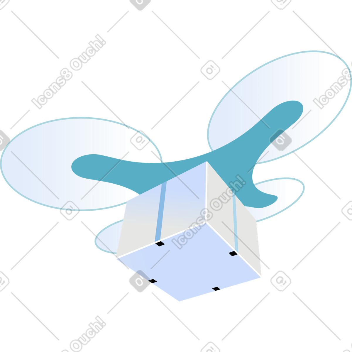 Ilustração de Drone com vista inferior do pacote em no estilo Airy para baixar em PNG, SVG