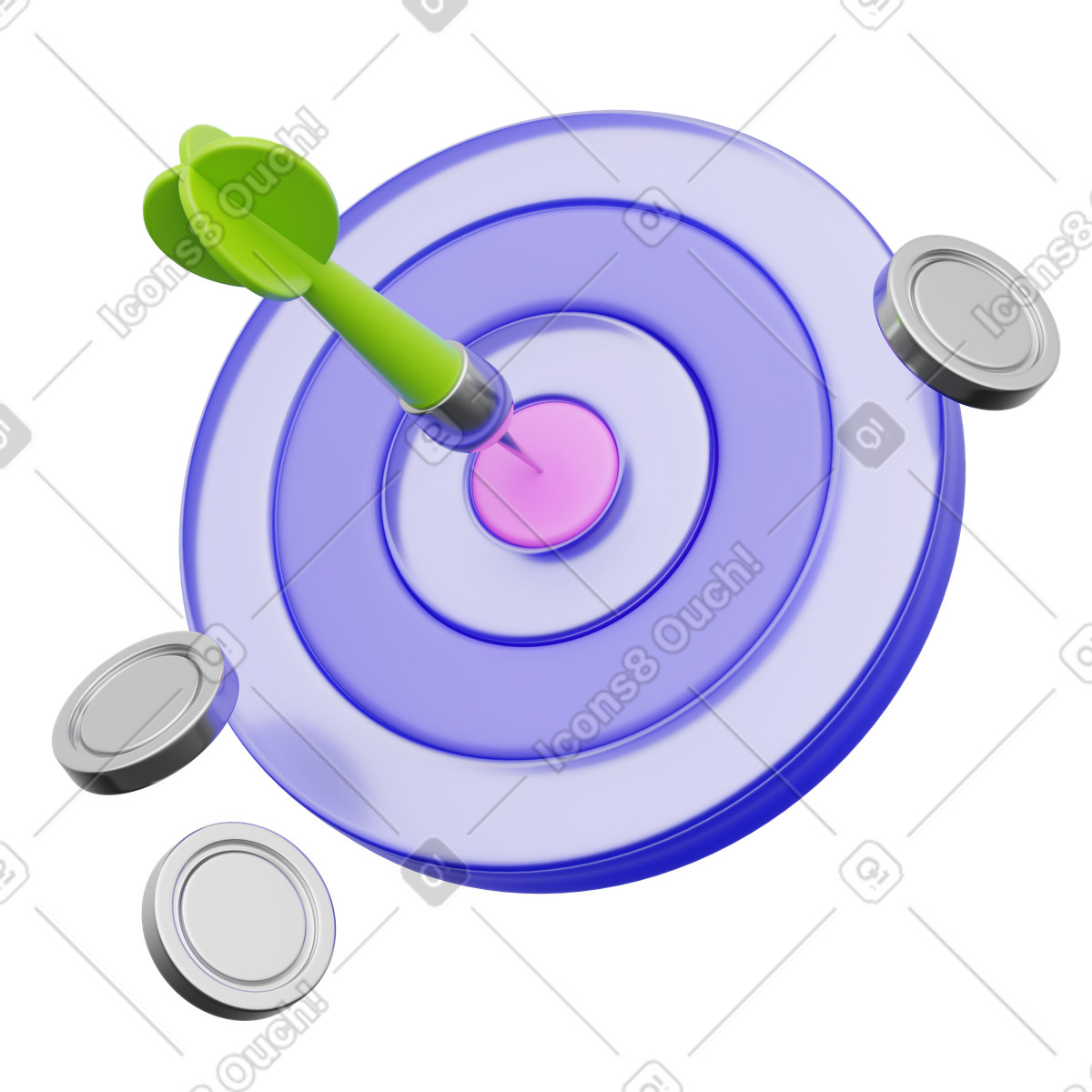 Ilustración Investment target, Financial success bullseye, Profit achievement en estilo 3D Playful a descargar en PNG y SVG