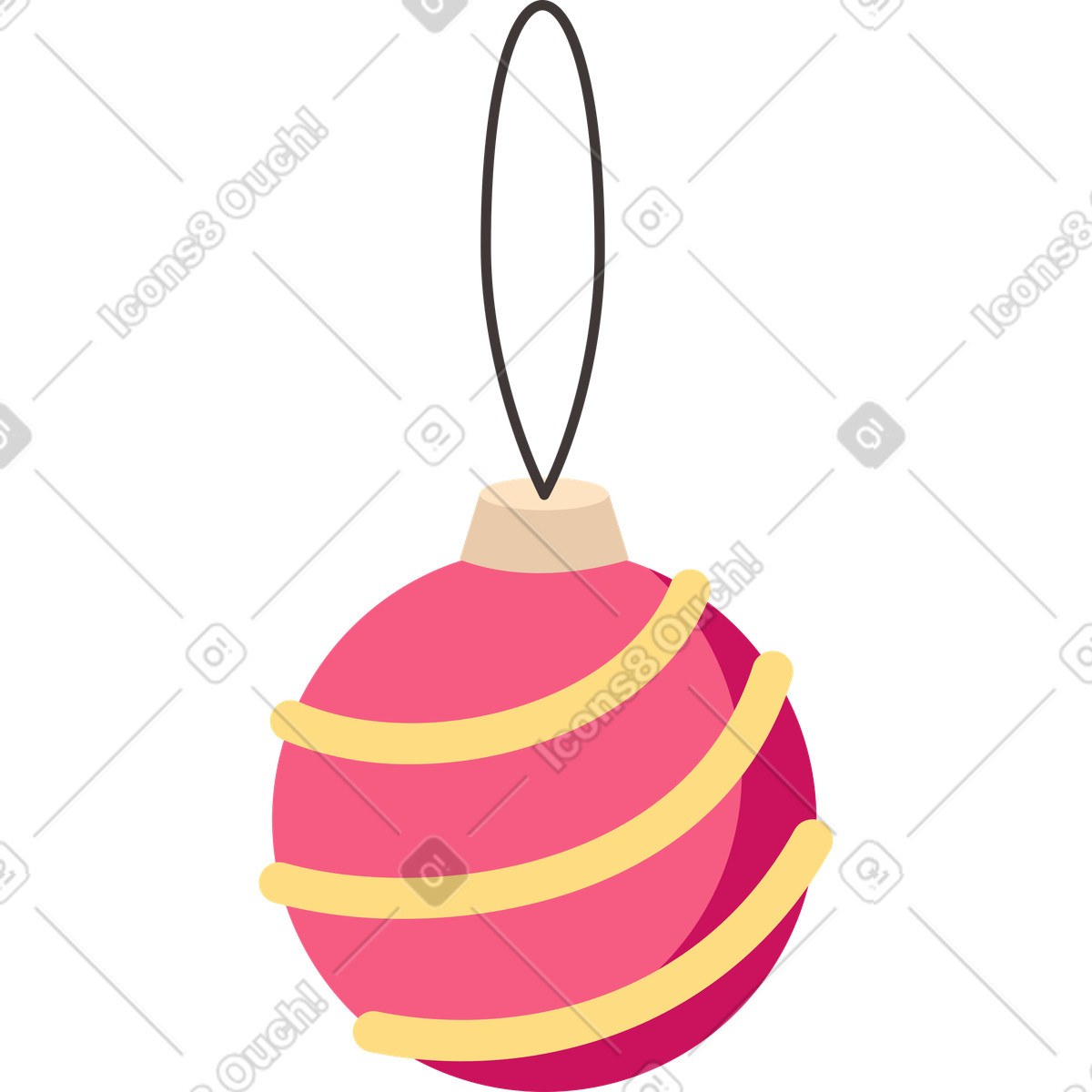 Christmas bauble pink yellow illustration in Dizzy style download in PNG, SVG