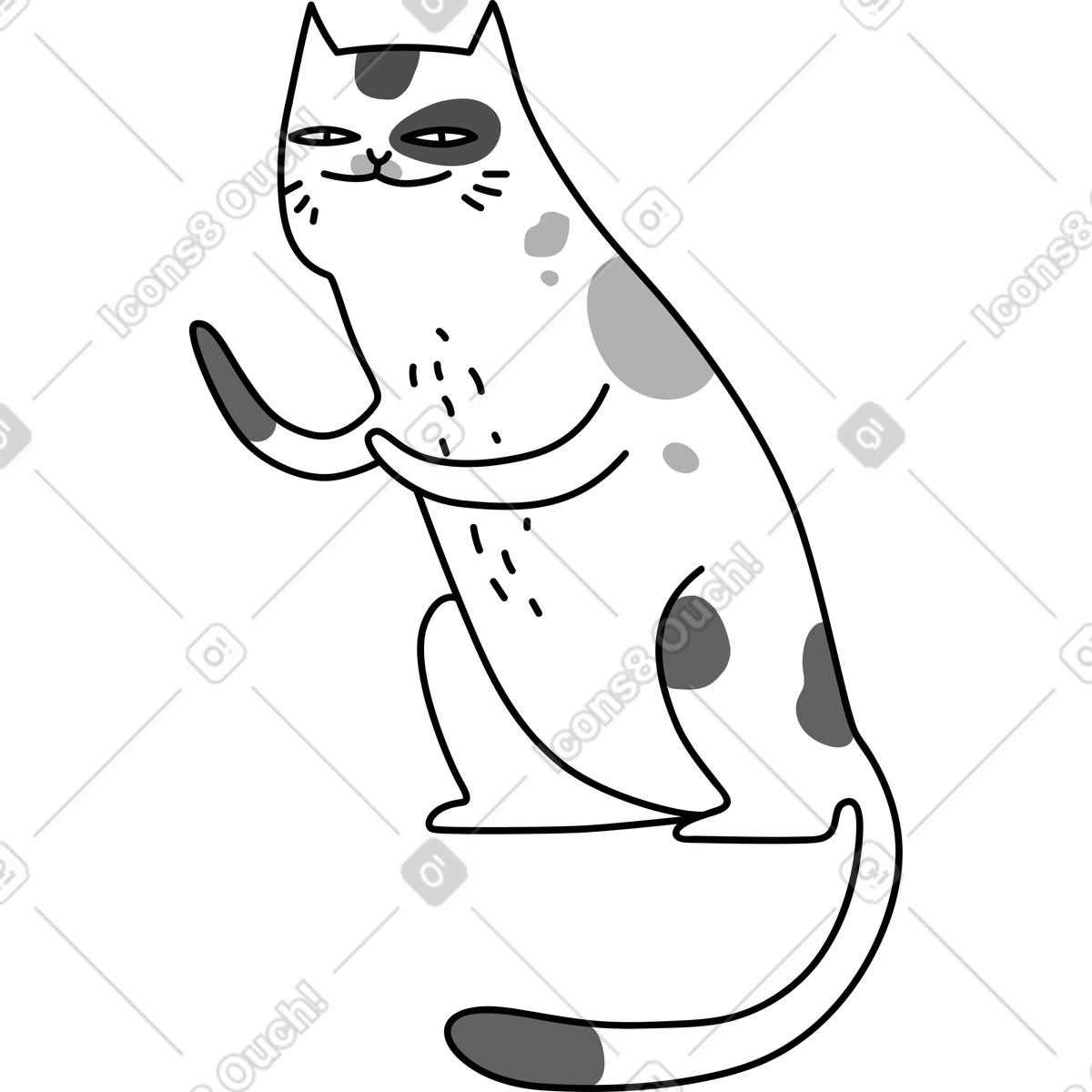 Cat illustration in Purr style download in PNG, SVG