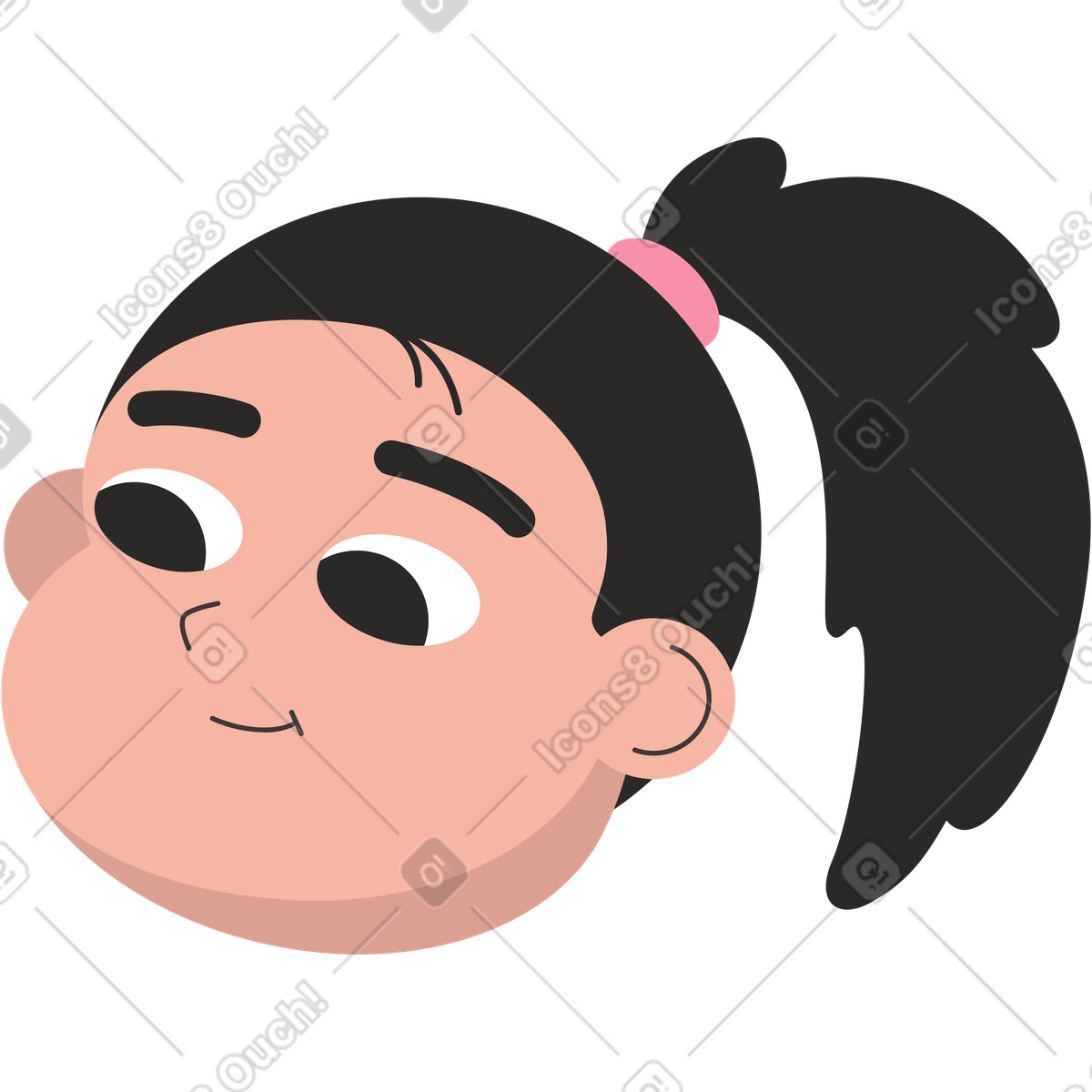 Testa di ragazza con coda cavallo illustrazione in stile Dizzy scarica in PNG, SVG