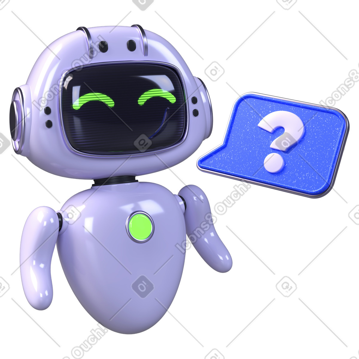 AI chatbot with question mark, Virtual assistant for customer support illustration in PNG, SVG