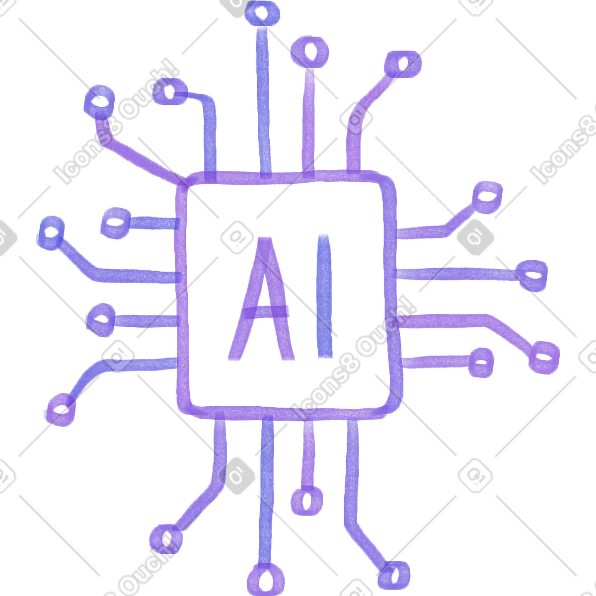 Marker スタイルの Artificial intelligence chip のイラストをPNG、SVG形式でダウンロード