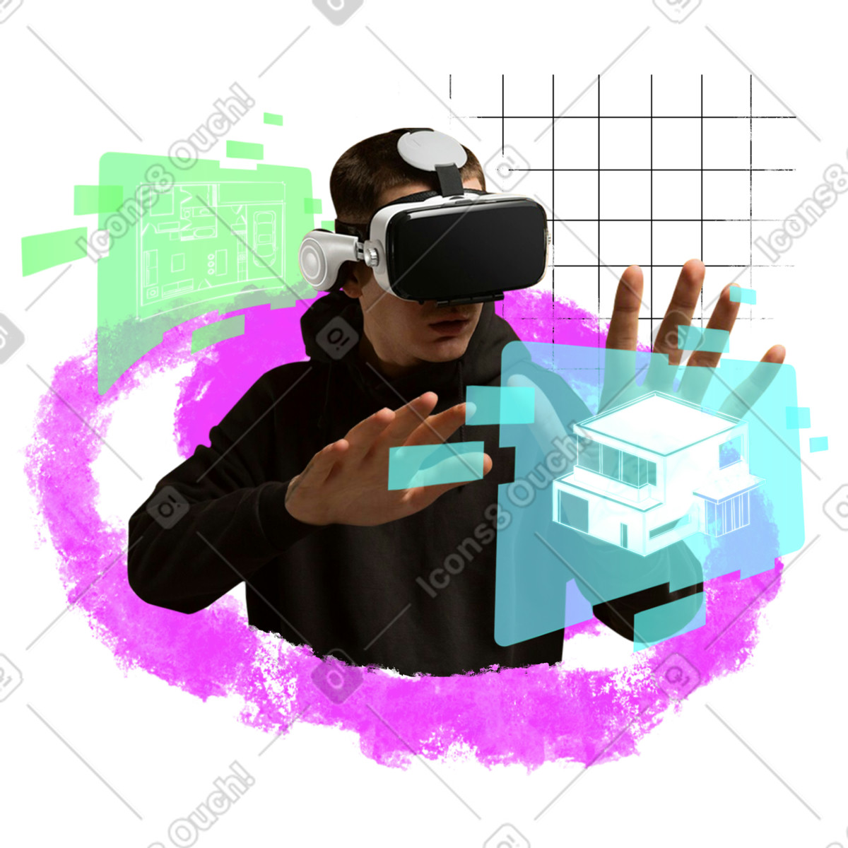 Illustration Plan de construction vr/conception maison dans le style Energy à télécharger aux formats PNG, SVG