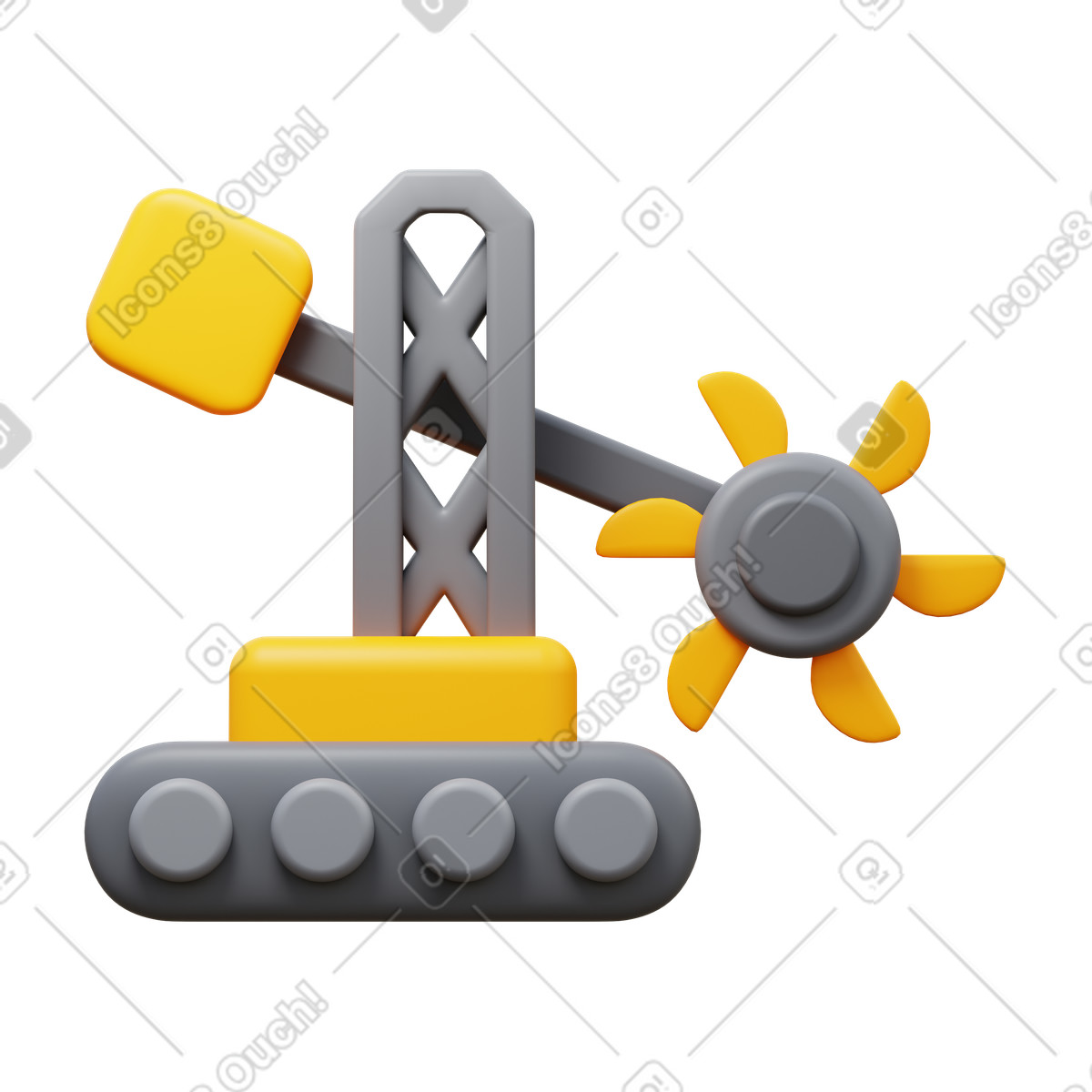 Illustration Machine d'extraction de charbon dans le style 3D Fluency à télécharger aux formats PNG, SVG