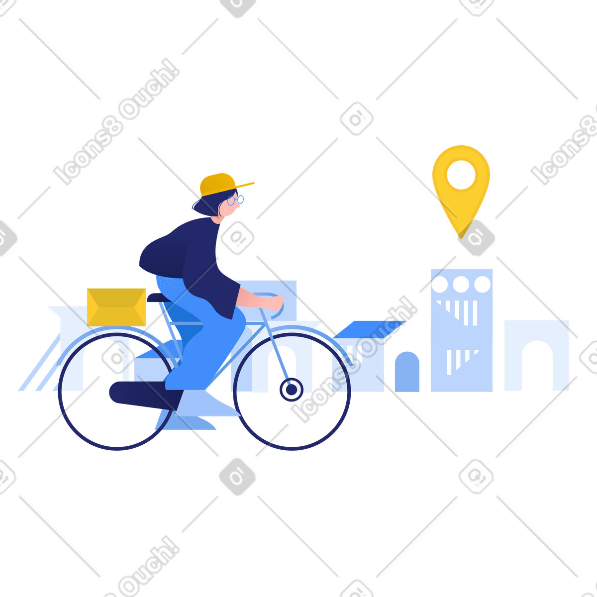 Illustration Courrier à destination vélo dans le style Clip télécharger aux formats PNG, SVG