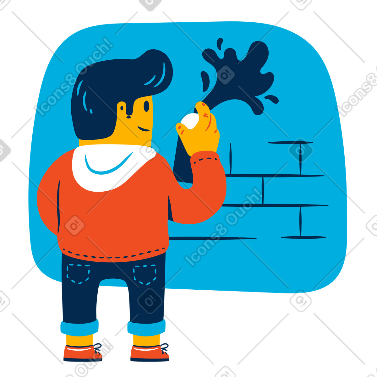 Ilustración Pinturas de artistas callejeros en la pared. estilo Flame a descargar PNG y SVG