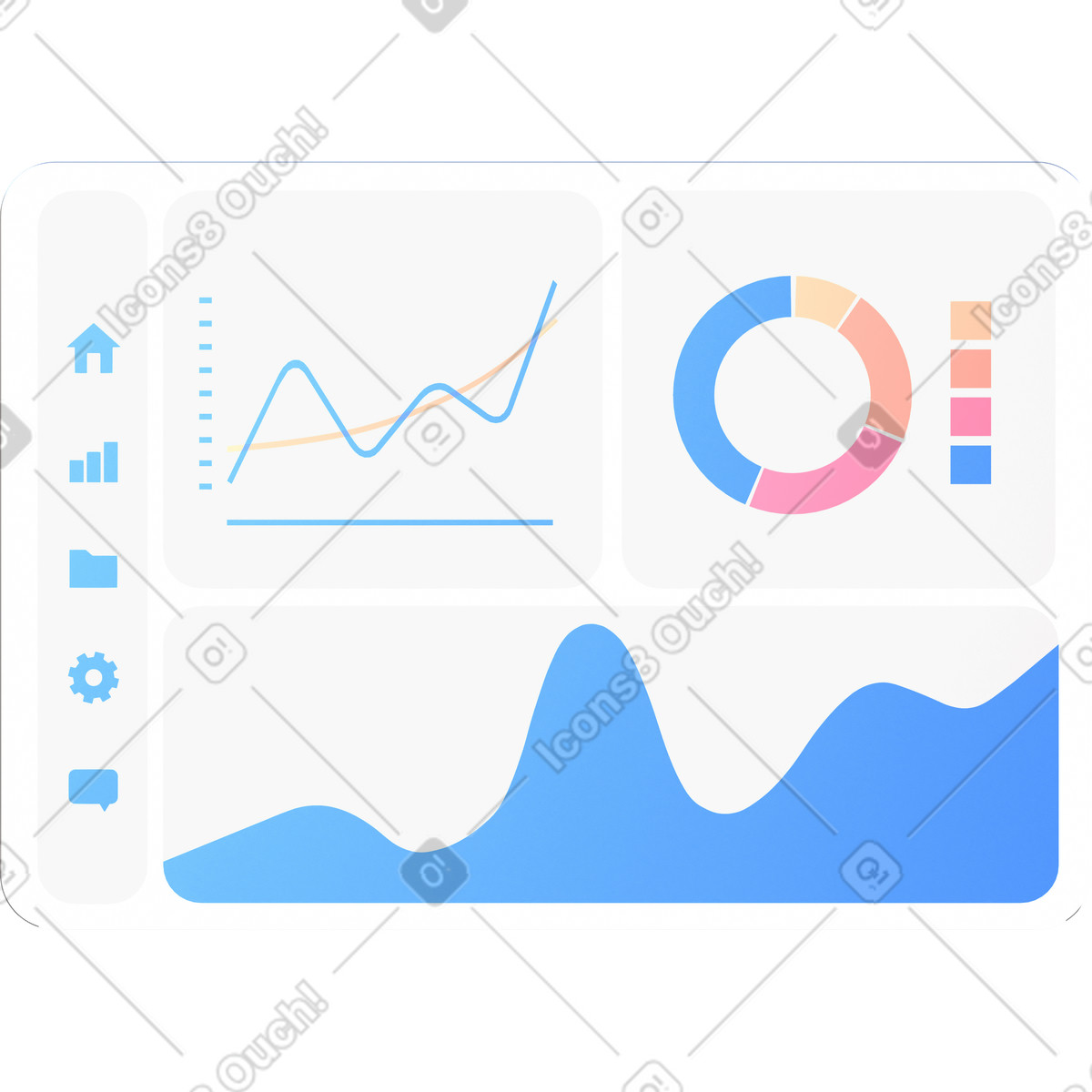 Front view of data visualisation illustration in PNG, SVG
