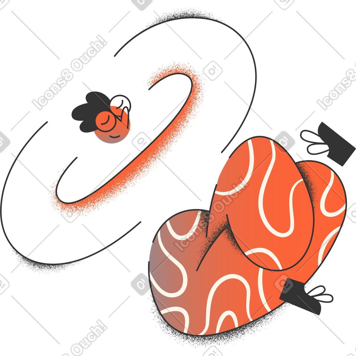 Dreaming man lying on back-Illustration im Crayon-Stil als Download in PNG, SVG