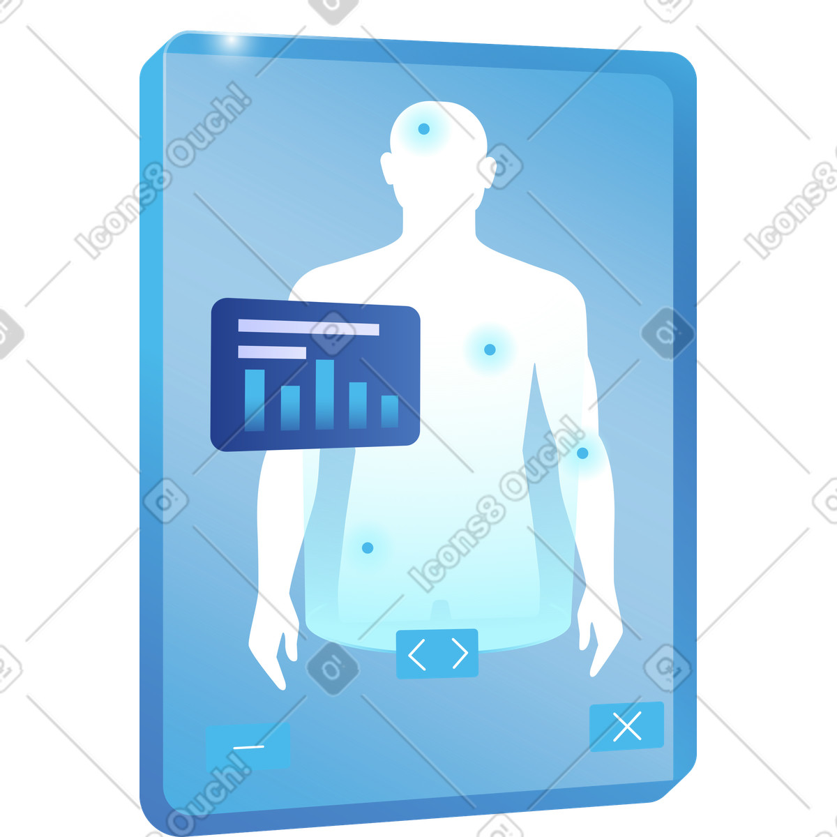 Иллюстрация Medical dashboard showing interactive patient body with health data visualization в стиле Quantum — скачать в форматах PNG, SVG