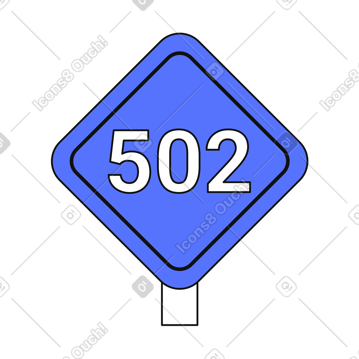 Error 502 bad gateway warning sign for website downtime notification illustrazione in stile Main scarica in PNG, SVG
