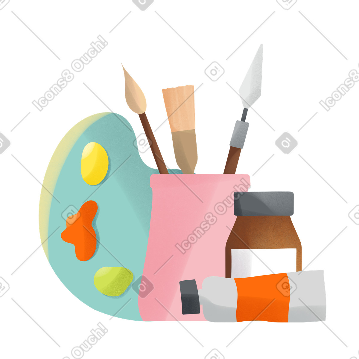 Painting tools and brushes illustration in PNG, SVG