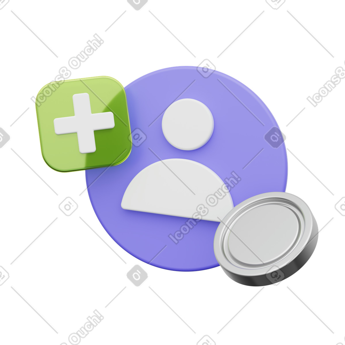 User icon with coin and plus, Financial account, Digital wallet illustration in PNG, SVG