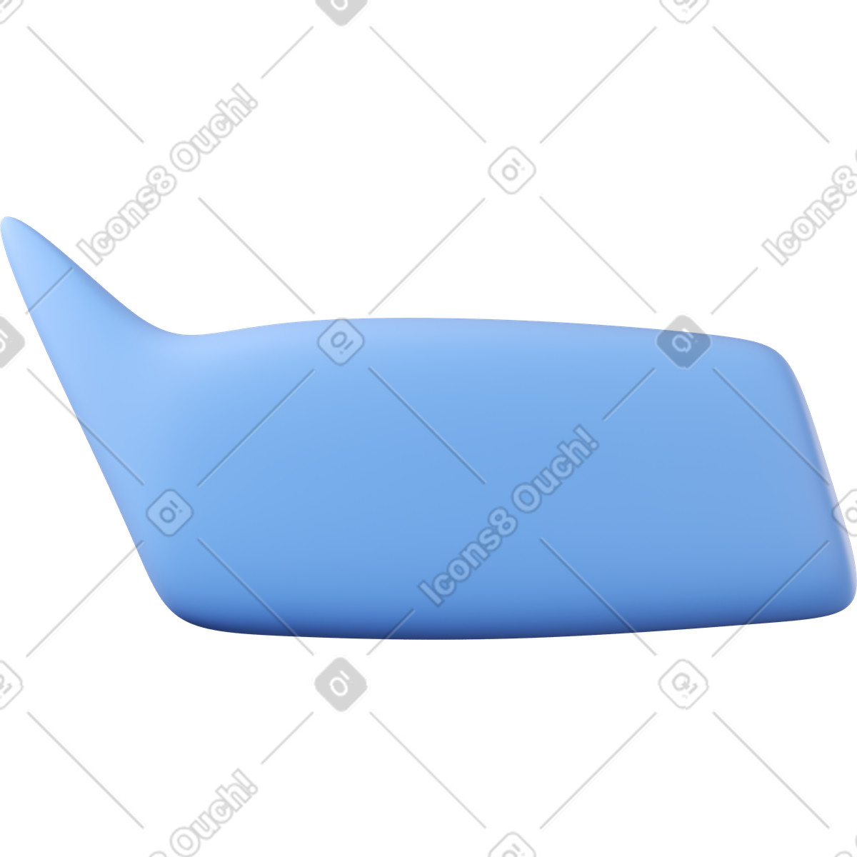 Illustration Bulle bleue rectangulaire du coin supérieur gauche dans le style 3D Buddy à télécharger aux formats PNG, SVG