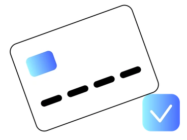 A credit card with a checkmark - Azure style illustration