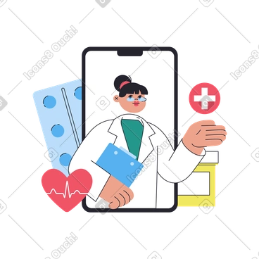 Consulta online com médico via smartphone PNG, SVG