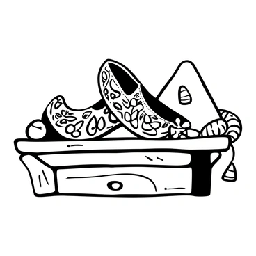 A pair of intricately designed traditional Punjabi juttis placed prominently on a wooden shelf. The juttis feature detailed embroidery with floral patterns and geometric shapes. The wooden shelf has a rich texture with visible grain and knots, and it casts soft shadows beneath the juttis. Surrounding the juttis, there is a subtle arrangement of decorative elements such as small brass bells and a folded piece of fabric with traditional motifs. The overall composition conveys a sense of cultural heritage and craftsmanship.