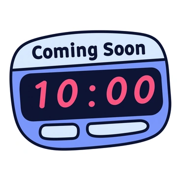 A large digital clock displaying bright red numbers counting down from 10:00. The clock is positioned prominently in the center of the image. Above the clock, "Coming Soon" is written in bold white letters against a contrasting dark background. The overall design is minimalistic, focusing on the clock and the text, with clean lines and a modern appearance.