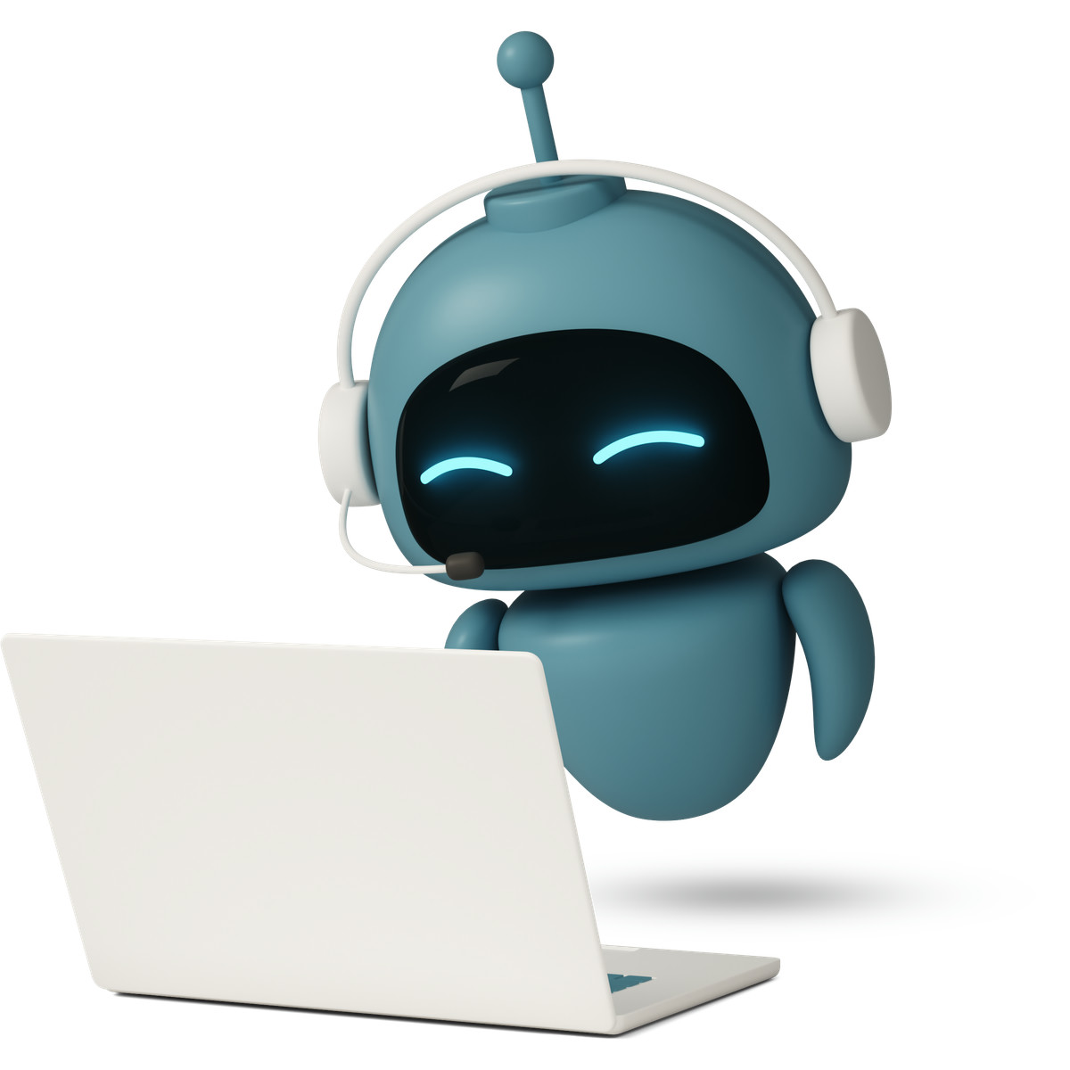 Chatbot using laptop illustration in 3D Casual life style download in PNG, SVG