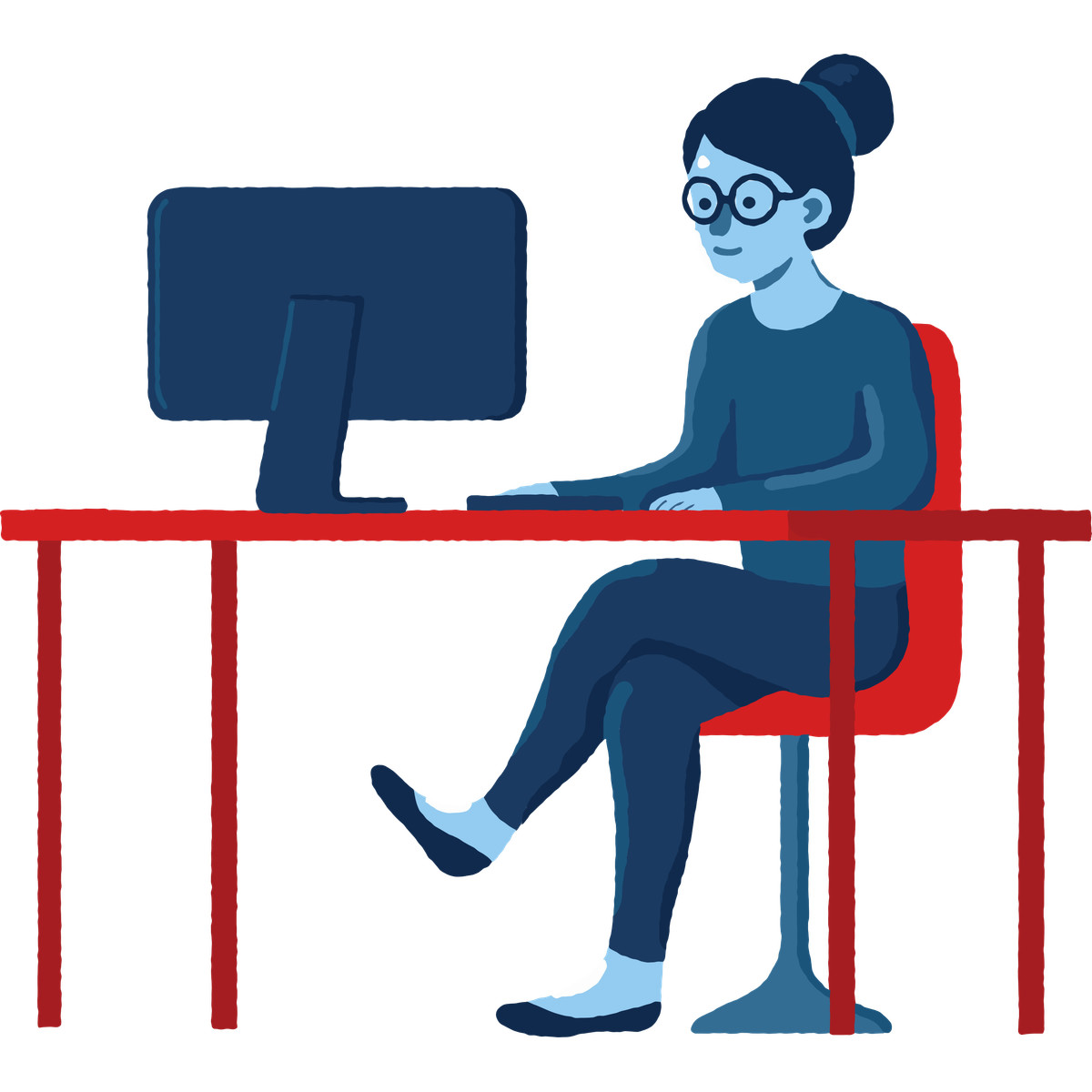 Cherry スタイルの Girl with pc のイラストをPNG、SVG形式でダウンロード