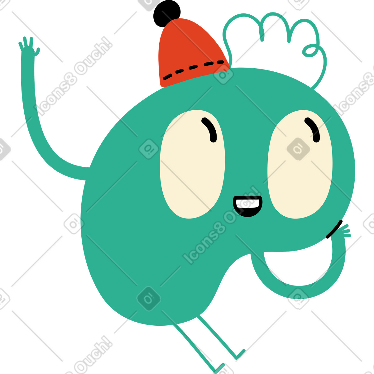Ilustração de Personagem verde com franja em no estilo Jelly para baixar em PNG, SVG