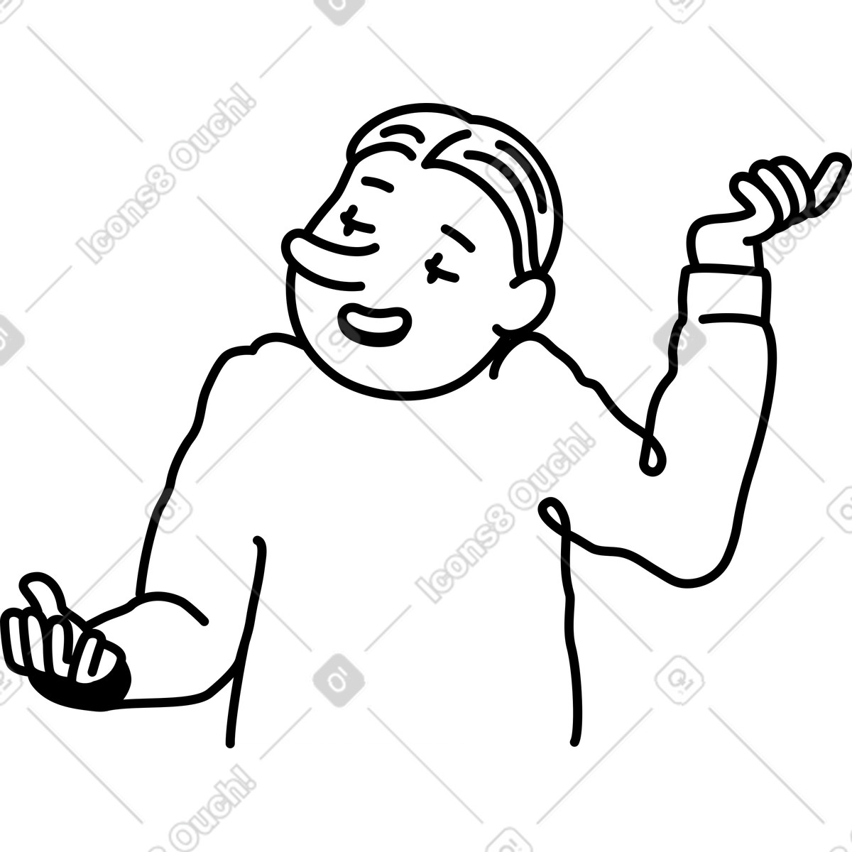 Gestikulierende person-Illustration im Notes-Stil als Download in PNG, SVG