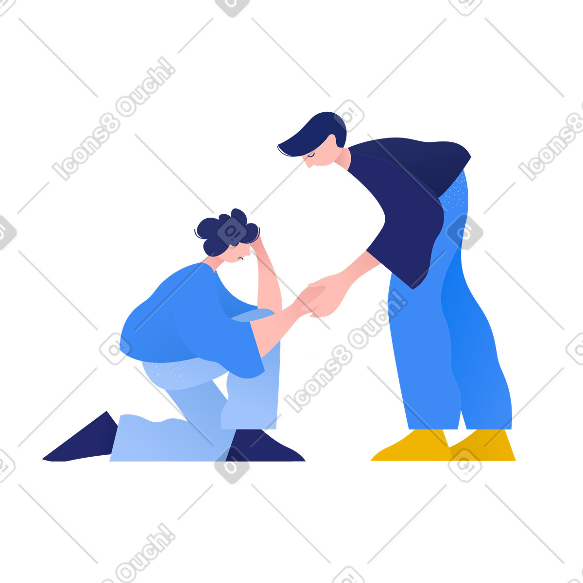 Ilustración Hombre ayudando a un amigo levantarse en estilo Clip descargar en PNG y SVG