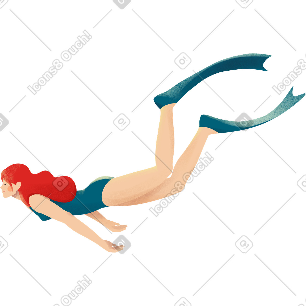 Young woman freediver-Illustration im Shine-Stil als Download in PNG, SVG
