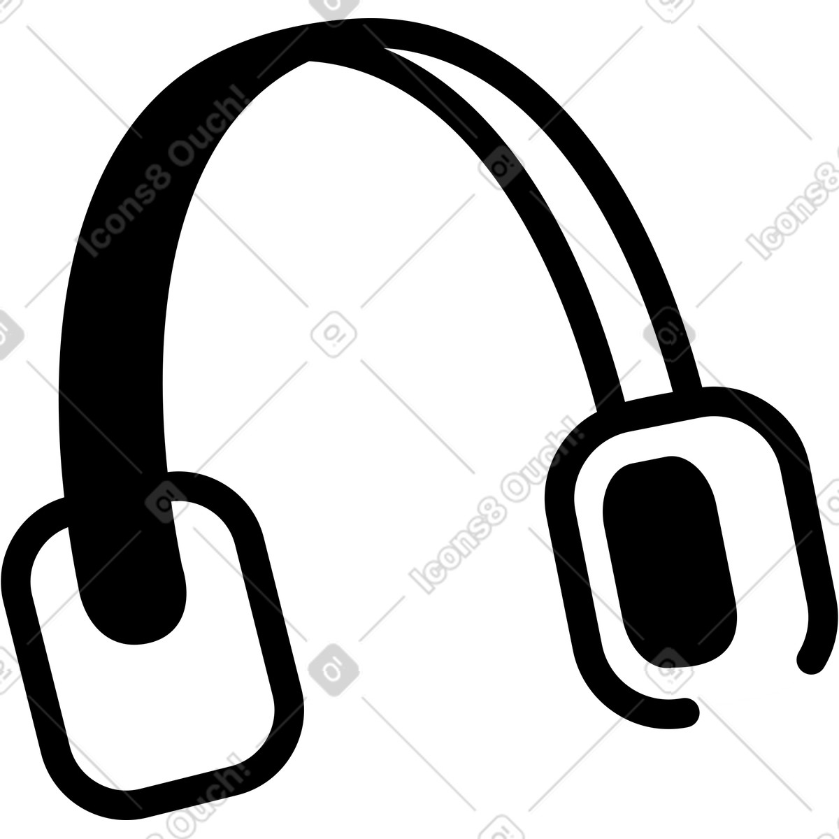 Ilustración Headphones audio device with curved headband and rectangular ear cushions en estilo Notion Line Art a descargar en PNG y SVG