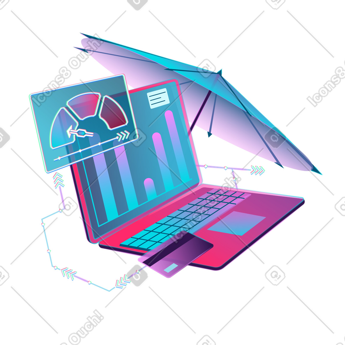 Financial transactions and risk management illustration clipart image in PNG, SVG, GIF