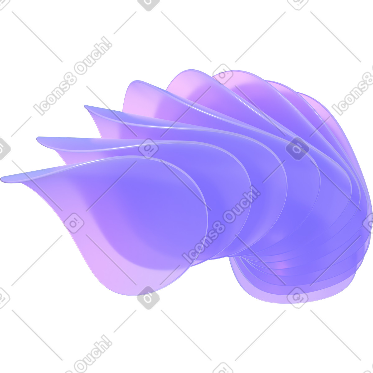 Floating curved translucent lenses illustration in 3D Glassy style download in PNG, SVG