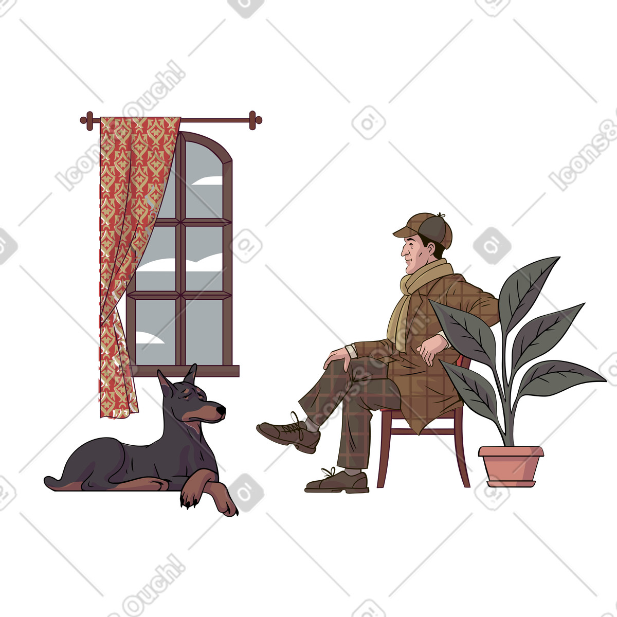 Illustration Restez calme, isolé dans le style Eastwood à télécharger aux formats PNG, SVG