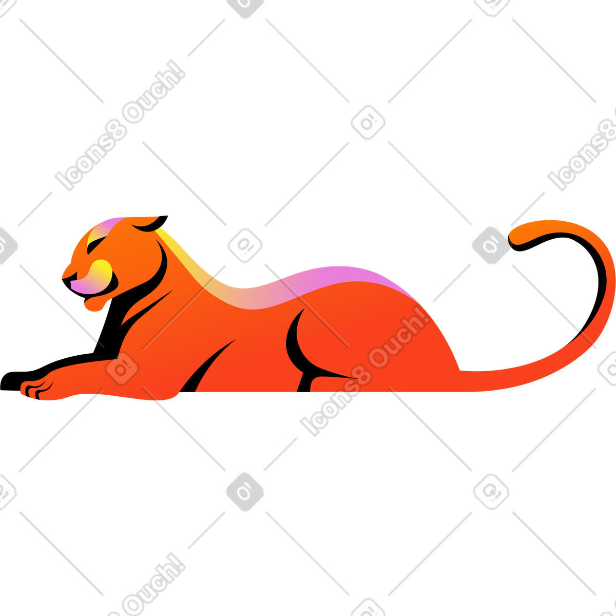 Amani スタイルの 赤い雌ライオン のイラストをPNG、SVG形式でダウンロード