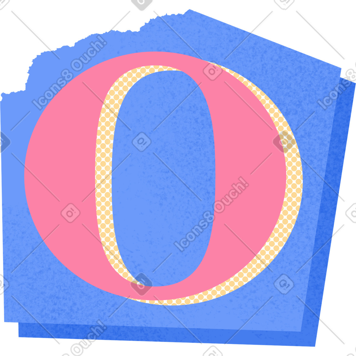 Collage lowercase letter o-Illustration im Paper Cut-Stil als Download in PNG, SVG