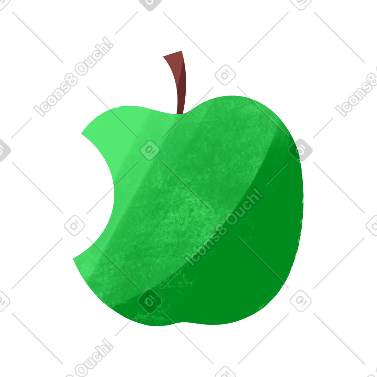 Illustration Green bitten apple dans le style Bonbon à télécharger aux formats PNG, SVG